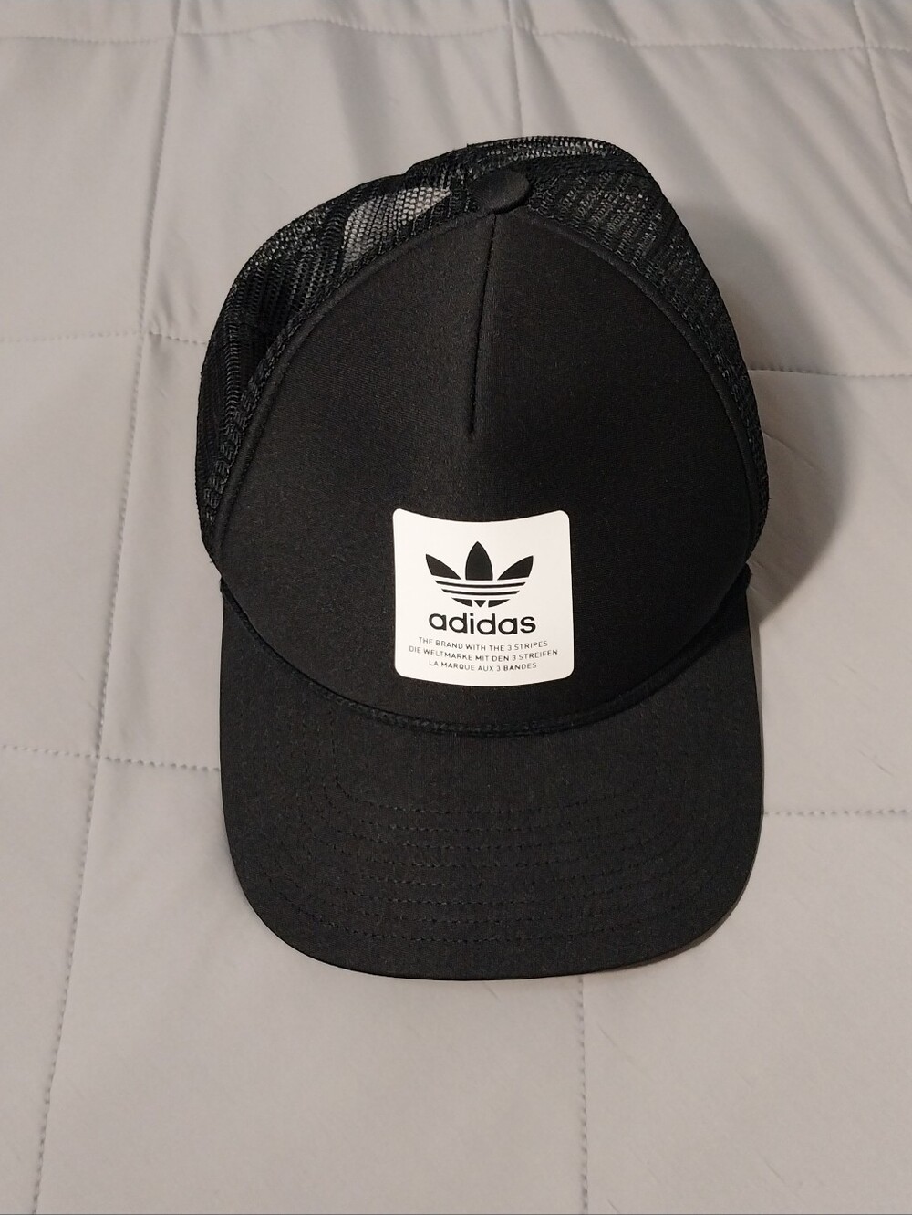 adidas Black Trucker Cap with Trefoil Patch